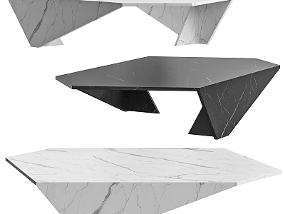 Modern Geometric Coffee Table With Black White Marble Top And Stylish Design 3d model