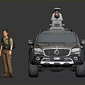 Brown SUV With Roof Mounted Detection Device And Outdoor Gear Woman