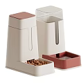 Automatic Pet Feeder in White and Pink Design with Food Storage Container and Bowl