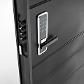 Black Modern Security Door With Glass Panel And Digital Lock Design