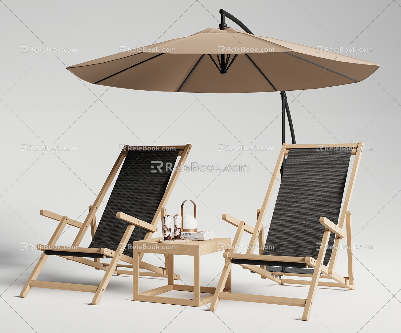 Recliner Outdoor Recliner Folding Chair Sunshade 3d model