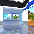 China Hangzhou Modern Exhibition Booth with Blue Theme Large Screen and Glass Doors