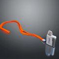 Portable USB Flash Drive With Orange Lanyard For Computer Accessory Design