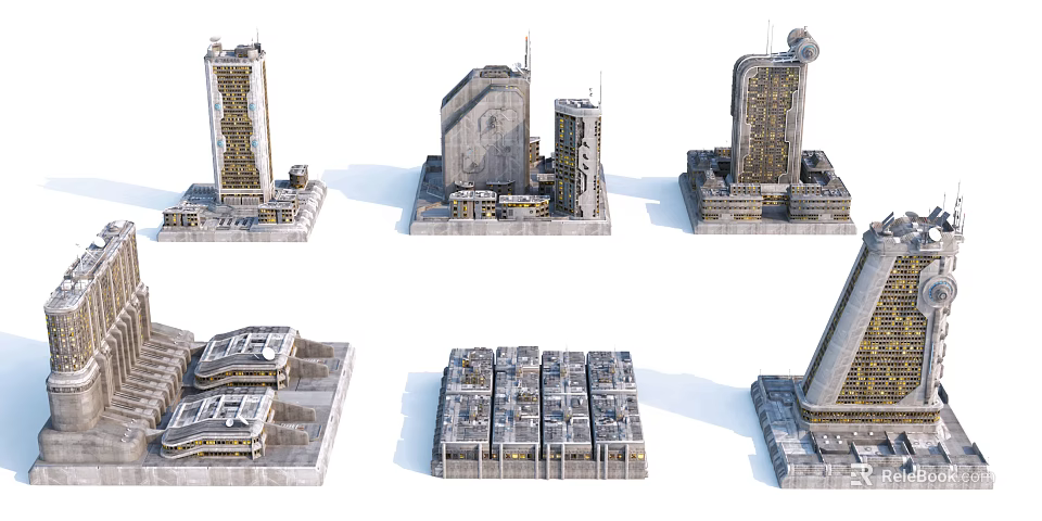 Modern Urban Building Complexes With Diverse Architectural Designs And Structures 3d model 