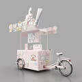 Cute Pink Tricycle Cart With Cartoon Characters And Decorations