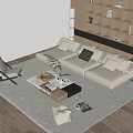 Quiet sofa tea table combination 3d model