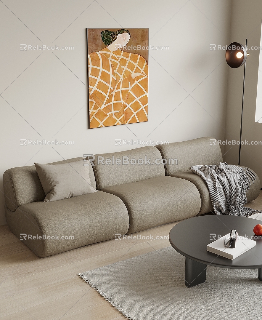 Modern Leather Three-Seat Sofa Leather Three-Seat Sofa 3d model