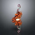 Artistic Flame Themed Bow Weapon With Orange Decorative Design And Curved Metal Parts