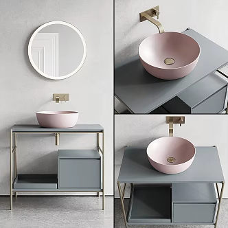 Modern bathroom cabinet combination 3d model
