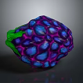Vibrant Purple And Blue Textured Berry Shaped Object With Green Stem 3D Model Design