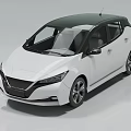 White Electric Hatchback With Black Roof Sleek Body And Modern LED Headlights