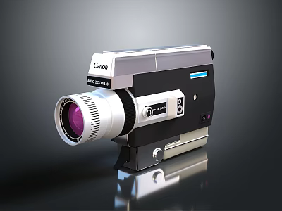Vintage Canon Electronic Camera With Classic Design And Large Zoom Lens 3d model