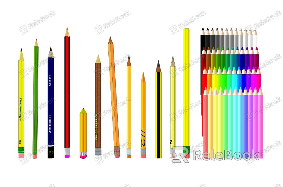 Modern Pencil Stationery Color Pencil Eraser model