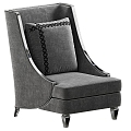 Jane European American Style dark gray Leather Single Sofa Armchair 3d model