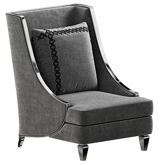 Jane European American Style dark gray Leather Single Sofa Armchair 3d model