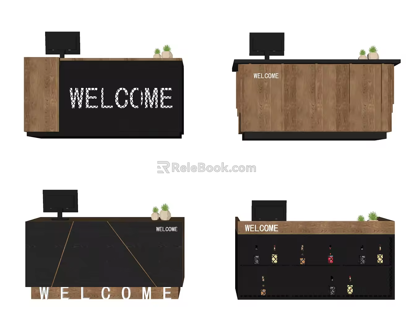 Modern Reception Desk Front Desk 3d model