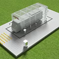 Transparent Glass Sunroom Structure Covering Vehicle on Paved Area With Green Grass and Yellow Markers