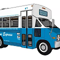 Blue And White Food Truck The Pine Express With Original Specialties And Multiple Windows