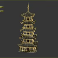 Traditional Chinese Pagoda With Multi tiered Structure And Curved Eaves Design