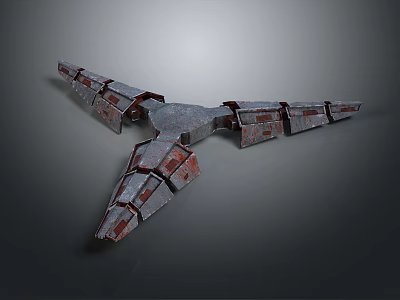 Sci Fi Mechanical Structure 3D Model With Multi Wing Design And Rustic Metal Texture 3d model