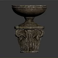 Artistic Handcrafted Stone Sculpture Bowl Design With Intricate Pedestal Carvings