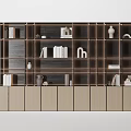 Modern Minimalist Wooden Decorative Cabinet With Open Shelves Storage And Decorative Items