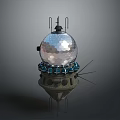 Decorative Sculpture With Shiny Mirror Ball Blue Elements And Metal Base 3d model