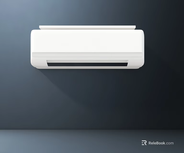 White Wall Mounted Air Conditioner Fan With Modern Design On Dark Wall 3d model 