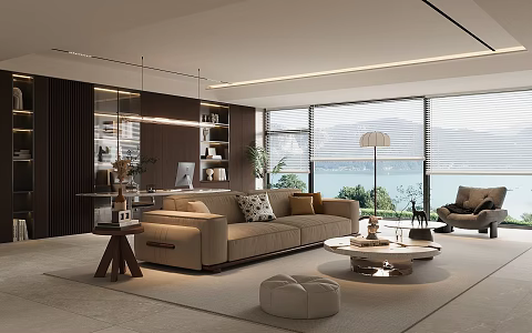 Italian Light Luxury Home Living Room Sofa Coffee Table Combination Side Table Corner Table Floor Lamp Leisure Chair 3d model