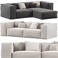Stylish Sectional Sofa In Gray And Beige With Modular Design And Comfortable Cushions