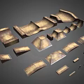Skatepark Modules With Various Shapes Ramps Platforms Stairs And Wooden Brown Metal Components