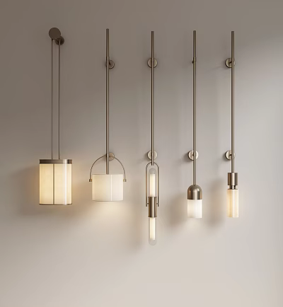 Modern Wall Sconces With Diverse Design Styles Metal Brackets And Warm Lighting 3d model