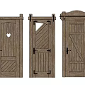 Rustic Wooden Swing Doors With Various Carved Patterns And Classic Designs 3d model
