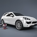 White SUV Car With Silver And Red Helmets Parked Beside It