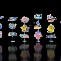 Colorful Cartoon Guide Signs With Various Shapes And Fun Icons Design