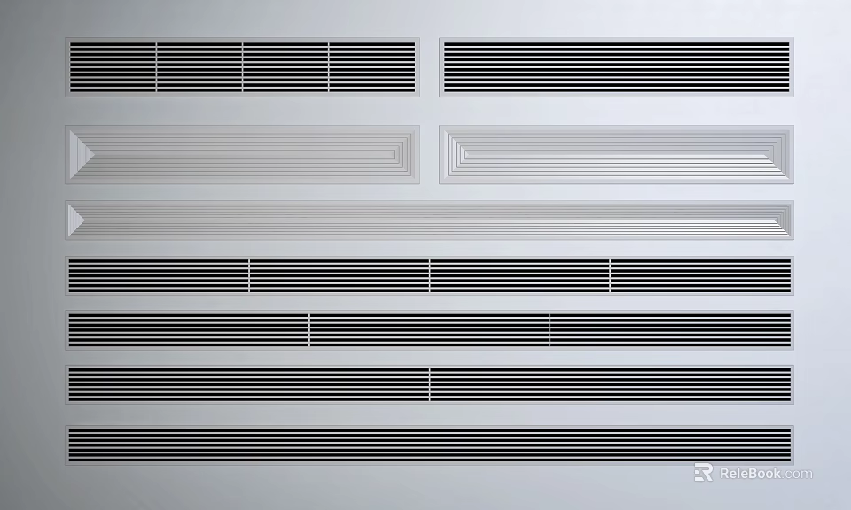 Modern Air Conditioner Vents With Grille And Strip Design Styles For Home Interior 3d model 