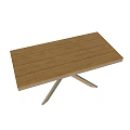 Modern Outdoor Table With Wooden Tabletop And Metal X Shaped Legs Sturdy Design