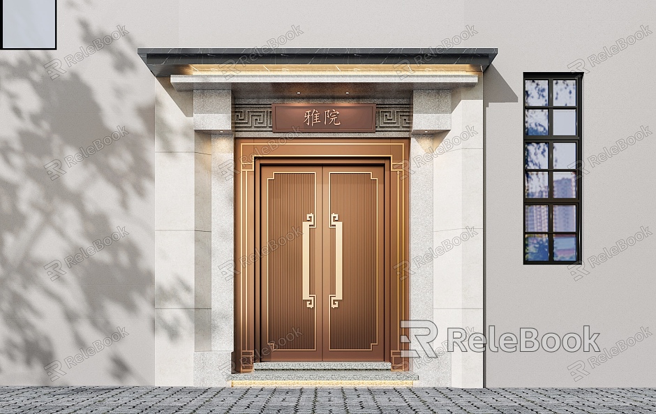 New Chinese style door head double door model