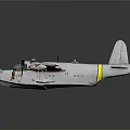 Vintage Passenger Airplane Model Featuring White Body Green Nose And Yellow Striped Wings