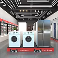 Modern Appliance Specialty Store Interior With Washing Machines Refrigerator And Display Shelves