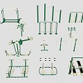 Various Green Fitness Equipment For Sports Training And Workout Sessions