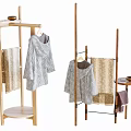 Simple Modern Wooden Clothes Rack With Hanging Clothes Towels And Floor Standing Design