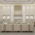 Elegant Jewelry Store Interior With Glass Display Counters Soft Lighting And Marble Accents