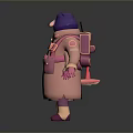 Cute Purple Cartoon Bear Character With Pink Coat Straps Gloves And Shoes