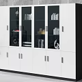 Modern White Bookcase With Glass Doors And Storage Cabinets For Books And Decorative Items