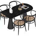 Middle style dining table and chair combination 3d model