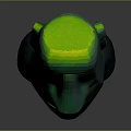 Green Moai Statue Sculpture With Glowing Top On Gray Background
