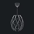 Modern Geometric Pendant Light With White Shade And Golden Decorative Lines