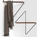 Minimalist Bathroom Cabinet Rack Design With Triangular Black Metal Frame Wooden Shelf And Hanging Towel