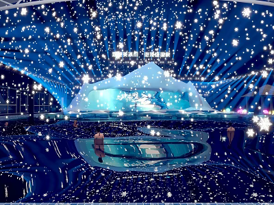 Blue Immersive Space With Starry Sky And Water Reflection 3d model